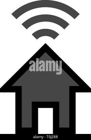 Home wlan Symbol - Schwarz mit Umrisse, isoliert - Vector Illustration Stock Vektor