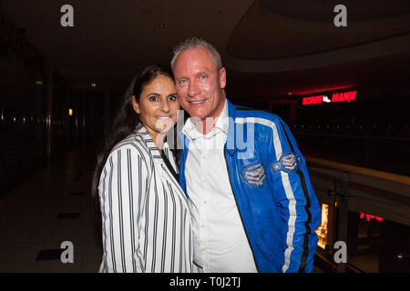 Jürgen Trovato und Marta Trovato von Sterben Trovatos bei der Aufzeichnung der Show "Music Match MyTVplus'im ElbePark. Dresden, 08.03.2019 Stockfoto