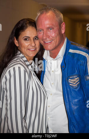 Jürgen Trovato und Marta Trovato von Sterben Trovatos bei der Aufzeichnung der Show "Music Match MyTVplus'im ElbePark. Dresden, 08.03.2019 Stockfoto