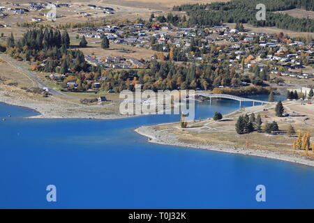 Lake Tekapo aus Mount John, Mackenzie Country, Canterbury, Neuseeland Stockfoto