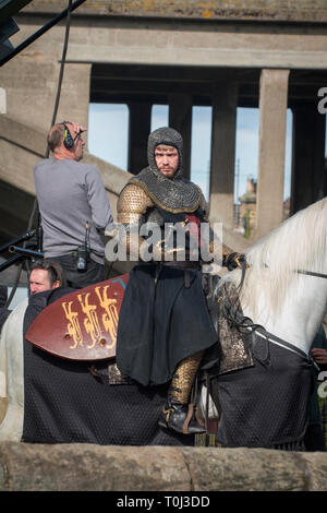 Outlaw König Dreharbeiten in Berwick-upon-Tweed. Stockfoto