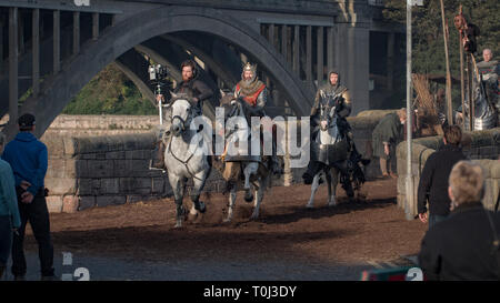 Outlaw König Dreharbeiten in Berwick-upon-Tweed. Stockfoto