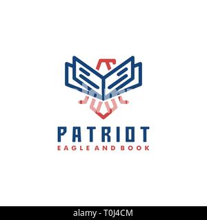 Abstrakte Adler und Buchillustration Vektor Design vorlage. Geeignet für kreative Industrie, Multimedia, Entertainment, Ausbildungen, Shop, und alle rela Stock Vektor