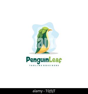 Pinguin Blatt illustration Vektor Design vorlage. Geeignet für kreative Industrie, Multimedia, Entertainment, Ausbildungen, Shop, und alle damit verbundenen Busines Stock Vektor