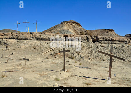 Der Friedhof am Fort Bravo western Theme Park in Tabernas, Almeria, früher als ein Film in Hollywood Filme verwendet. Stockfoto