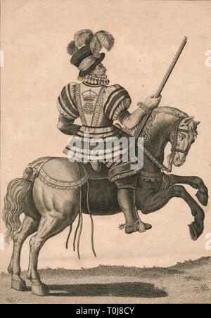 "Ein Yeoman der Trabanten, die an Queen Elizabeth auf einem Fortschritt', c 1800. Schöpfer: NC Goodnight. Stockfoto