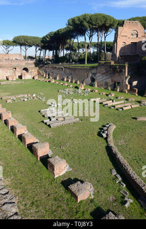 Domitian's Stadion oder Sunken Garden, Teil des Kaiserlichen Palastes des Domitian (51-96 N.CHR.), Palatin und Gärten, Rom, Italien Stockfoto