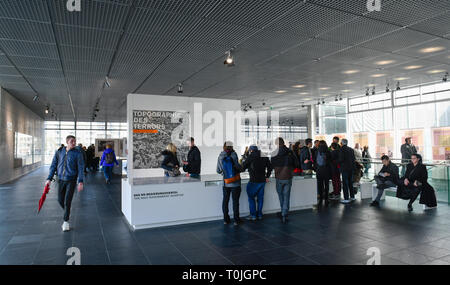 Ausstellung Topographie des Terrors, Niederkirchnerstrasse, Kreuzberg, Berlin, Deutschland, Examensarbeit, Grabdenkmäler Schrecken, Kreuzberg, English Stockfoto