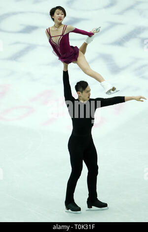 Saitama, Japan. 21 Mär, 2019. Cheng Peng/Yang Jin (CHN) Eiskunstlauf: ISU-Welt Eiskunstlauf-WM, Paare Kür an der Saitama Super Arena in Saitama, Japan. Quelle: LBA/Alamy leben Nachrichten Stockfoto