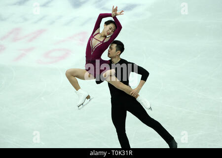 Saitama, Japan. 21 Mär, 2019. Cheng Peng/Yang Jin (CHN) Eiskunstlauf: ISU-Welt Eiskunstlauf-WM, Paare Kür an der Saitama Super Arena in Saitama, Japan. Quelle: LBA/Alamy leben Nachrichten Stockfoto