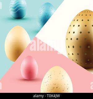 Frohe Ostern design Hintergrund mit Ostereiern. Vector Illustration. Stock Vektor