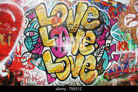 Prag, Tschechische - 12. Oktober 2017: John Lennon Mauer. Stockfoto