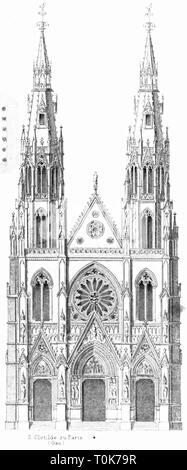 Geographie/reisen, Frankreich, Paris, Kirchen, Basilika St. Clotilde, erbaut 1846 - 1856, Architekt: Francois-Chretien Gau, Außenansicht, Illustration aus "enkmaeler der Kunst' (Denkmäler der Kunst), von Wilhelm Luebke und Carl-von Luetzow, 3. Auflage, Stuttgart 1879, Band 2, Stahlstich von H. Walther, nach Zeichnung von W. Bogler, Kapitel über Architektur, Platte LVII, historische, historischen Denkmaler, Denkmäler, Lubke, Lübke, Lützow, Lützow, 19. Jahrhundert, Francois Chretien, Kirche, Kirche, Kirchen, Sakralbauten, Heilige, buildi Additional-Rights - Clearance-Info - Not-Available Stockfoto