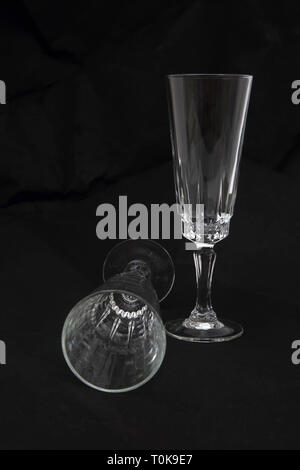 Französische Crystal Champagne Flutes Stockfoto