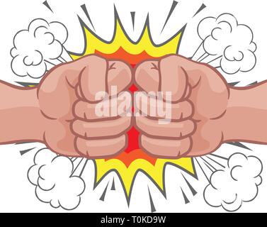 Fist Bump Explosion Hände Punch Cartoon Stock Vektor