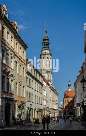 Görlitz, der östlichsten Stadt Deutschlands ist eine Stadt mit viel zu erleben. Die Stadt liegt an der Lausitzer Neiße in Sachsen, entfernt. Stockfoto