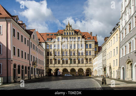 Görlitz, der östlichsten Stadt Deutschlands ist eine Stadt mit viel zu erleben. Die Stadt liegt an der Lausitzer Neiße in Sachsen, entfernt. Stockfoto