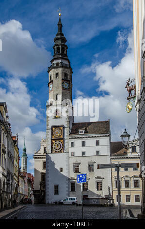 Görlitz, der östlichsten Stadt Deutschlands ist eine Stadt mit viel zu erleben. Die Stadt liegt an der Lausitzer Neiße in Sachsen, entfernt. Stockfoto