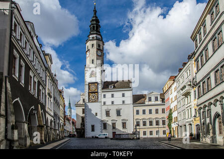 Görlitz, der östlichsten Stadt Deutschlands ist eine Stadt mit viel zu erleben. Die Stadt liegt an der Lausitzer Neiße in Sachsen, entfernt. Stockfoto