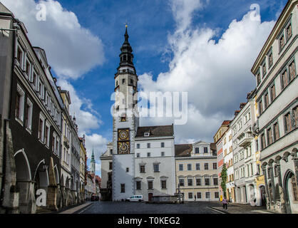 Görlitz, der östlichsten Stadt Deutschlands ist eine Stadt mit viel zu erleben. Die Stadt liegt an der Lausitzer Neiße in Sachsen, entfernt. Stockfoto