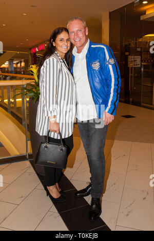 Jürgen Trovato und Marta Trovato von Sterben Trovatos bei der Aufzeichnung der Show "Music Match MyTVplus'im ElbePark. Dresden, 08.03.2019 Stockfoto