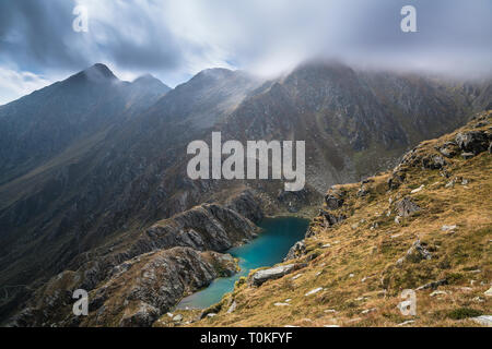 Wanderung zur Seefeldspitze, Blick auf Seefeldsee, Valser Tal, Pfunderer Berge, Südtirol, Italien Stockfoto