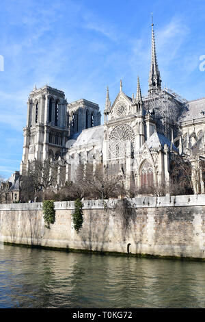 Kathedrale Notre Dame aus der ganzen Siene, Paris Stockfoto