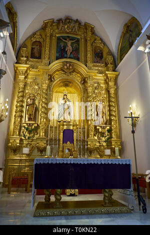 Kirche der Unbefleckten Empfängnis im weißen Dorf Mijas Pueblo Malaga Costa del Sol Andalusien Spanien. Stockfoto