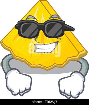 Super cooles Ananasscheibe in das Maskottchen isoliert Stock Vektor