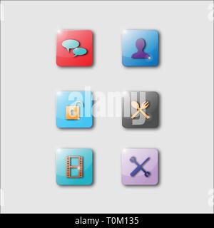 3D-Smartphone App Icons Vektor Stock Vektor