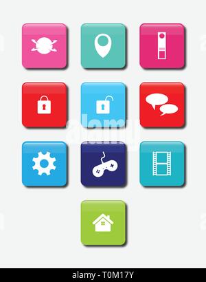 Smartphone App button Icon Set Stock Vektor