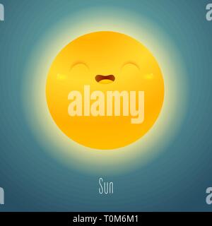 Stern Sonne im Hintergrund des Raumes. Cute funny Charakter. Vector Illustration des Sonnensystems Objekt im Comic-stil. Stock Vektor