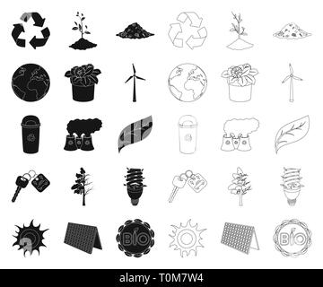 Atmosphäre, Fahrrad, bio, schwarz, Outline, können, Auto, sauber, Sauberkeit, Sammlung, Design, trocken, dump, Erde, öko, ökologisch, Ökologie, Energie, Anlagen, Blume, fluoreszierend, voll, Garbage, Grün, Hälfte, Icon, Illustration, isoliert, Schlüssel, Label, Lampe, Blatt, Ernährung Umwelt, Panel, Anlage, Umweltverschmutzung, Topf, Verarbeitung, Produkt, Wiederverwertung, Recycling, Satz, Zeichen, Solar, sprießen, Sonne, Symbol, Baum, Turbine, Vector, Vektor, Vektoren, Stock Vektor