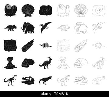 Alter, Tier, antike, Kunst, schwarz, Outline, Sammlung, Design, Dinosaurier, Dinos, Ei, Eruption, ausgestorben, Flamme, Footprint, Fossilien, gallimimus, Pflanzenfresser, menschliche, Icon, Illustration, isoliert, jurassic, Logo, Säugetier, Mammut, Meteorit, parasaurolophus, Periode, Pflanze, prähistorische, pterodactyloidea bleibt, Felsen, Meer, Muschel, Satz, Zeichen, Stegosaurus, Stein, Symbol, Triceratops, tyrannosaurus, Vector, Vulkan, web Vektor Vektoren, Stock Vektor