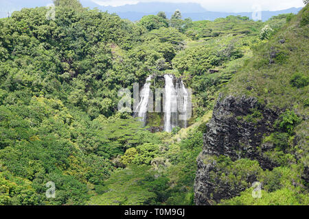 Aussichtspunkt für Opaekaa Falls auf der Insel Kauai, Hawaii Stockfoto