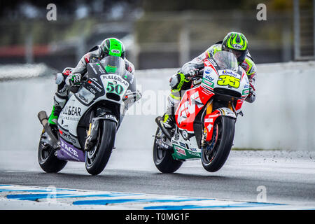 Phillip Island, Australien. 22 Okt, 2016. Englisch Fahrer Cal Crutchlow (35) und Eugene Laverty (50) an den 2016 Australian Motorrad Grand Prix. Stockfoto