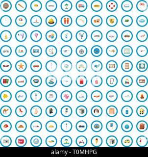 100 Reise-Icons set, cartoon-Stil Stock Vektor