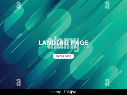 Abstrakte minimale geometrische pulsierende grüne und blaue Farbe auf dunklem Hintergrund. Die Vorlage Website landing page. Dynamische formen Komposition. Vektor illustra Stock Vektor