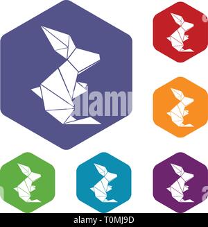 Origami Kaninchen Symbole Vektor hexaeder Stock Vektor