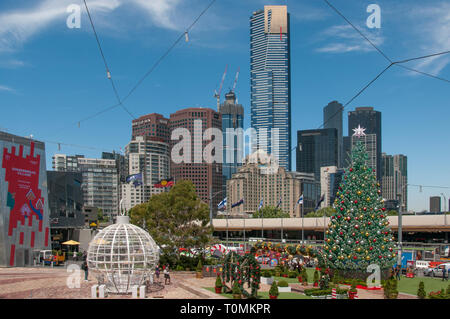 Weihnachten am Federation Square in Melbourne, Australien, Dezember 2018 Stockfoto