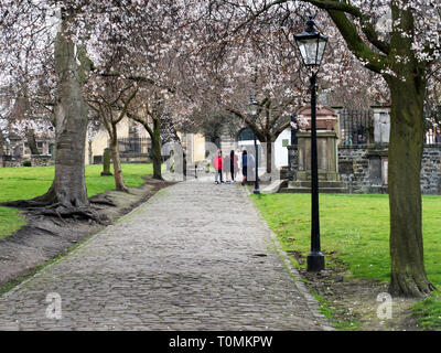 Gruppe besuchen Greyfriars Kirkyard in der Altstadt in Edinburgh, Schottland Stockfoto