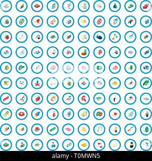 100 Gesetz Icons Set, isometrischen 3d Stil Stock Vektor