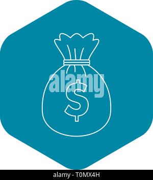 Tasche mit Dollar-Symbol, Umriss-Stil Stock Vektor