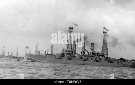 Transport/Verkehr, Navigation, Kriegsschiffe, amerikanischen Schlachtschiff der Kansas-Class, Kieler Woche 1911, Additional-Rights - Clearance-Info - Not-Available Stockfoto