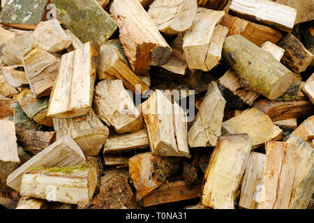 Nahaufnahme von einem Haufen brennholz - Johannes Gollop geliefert Stockfoto