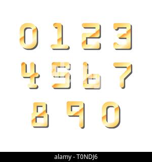 Satz von Kreditkarte golden glänzende Zahlen isoliert auf weißem Stock Vektor