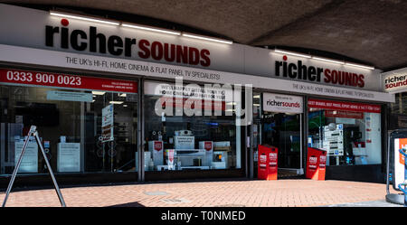 Birmingham, England - 17. März 2019: Der Reicheren Sounds Hi fi Store in Smallbrook Queensway Stockfoto