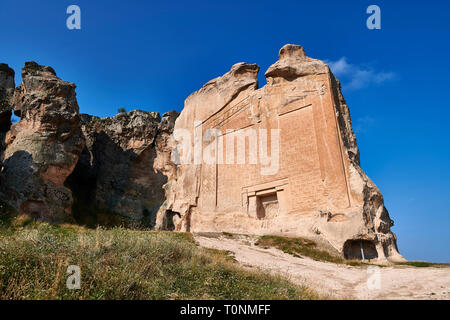 Die PHRYGISCHE rock Denkmal bekannt als Yazilikaya, (Rock) geschrieben. 8., 9. und 6. Jahrhundert v. Chr.. Midas Stadt, Yazilikaya, Eskisehir, Türkei. Dies ist Stockfoto