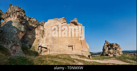 Die PHRYGISCHE rock Denkmal bekannt als Yazilikaya, (Rock) geschrieben. 8., 9. und 6. Jahrhundert v. Chr.. Midas Stadt, Yazilikaya, Eskisehir, Türkei. Dies ist Stockfoto