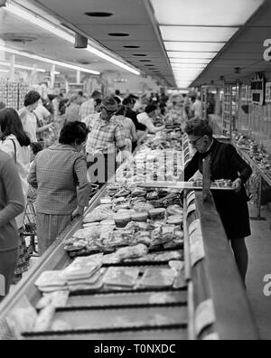 Amerika, in einem Supermarkt, 1970 Stockfoto